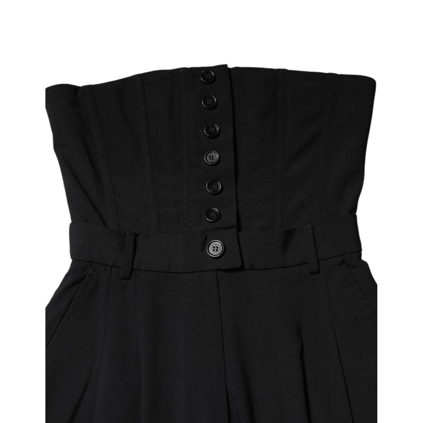 Dolce & Gabbana Black Wool Strapless Romper Jumpsuit Dress DR81509-38