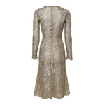 Dolce & Gabbana Gold Floral Lace Long Sleeves Fit & Flare Dress DR281222-36