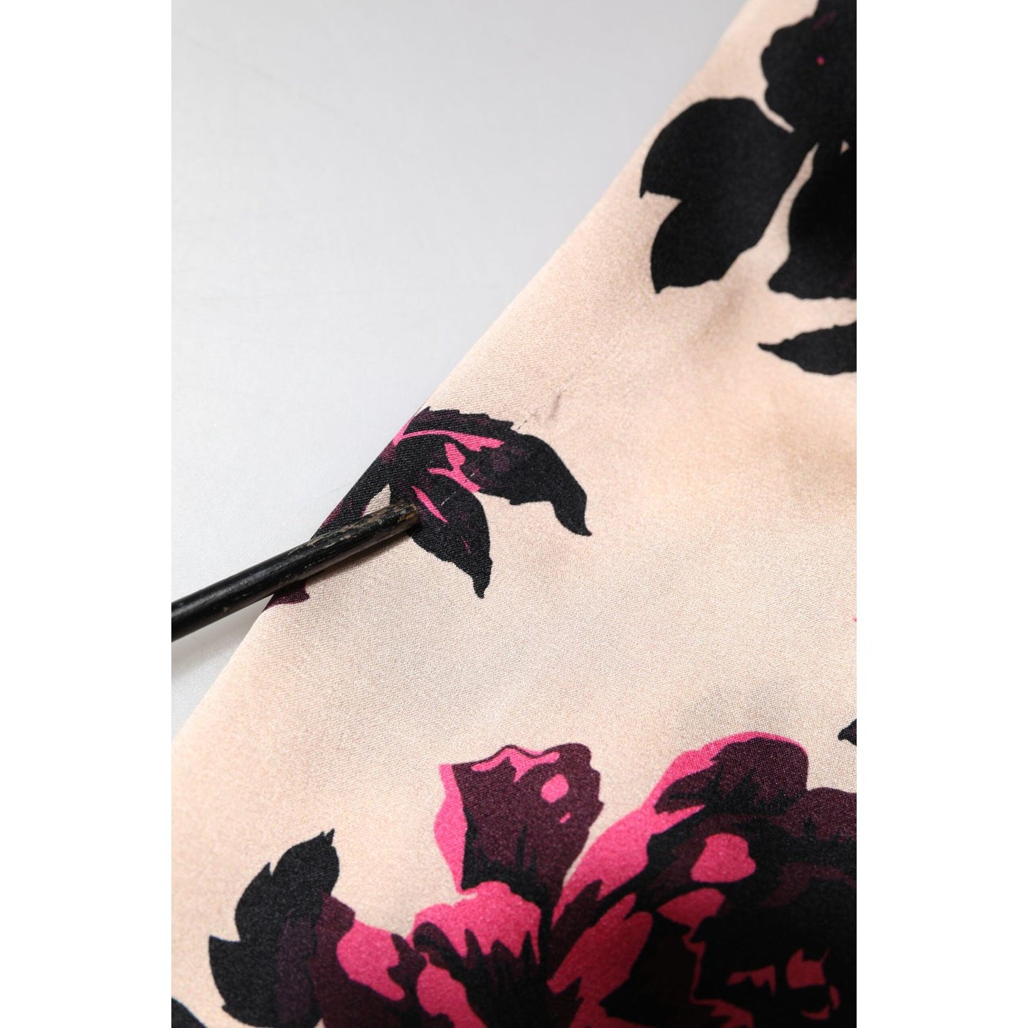Laneus Pink Floral Silk Long Sleeves V-neck Ruched Mini Dress DR281408-42