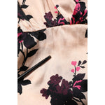 Laneus Pink Floral Silk Long Sleeves V-neck Ruched Mini Dress DR281408-42