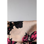 Laneus Pink Floral Silk Long Sleeves V-neck Ruched Mini Dress DR281408-42