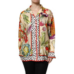Dolce & Gabbana Multicolor Vegetables Silk Long Sleeves Top THS90402-38
