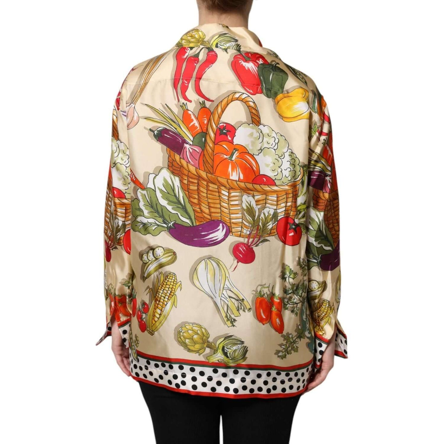 Dolce & Gabbana Multicolor Vegetables Silk Long Sleeves Top THS90402-38