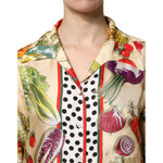 Dolce & Gabbana Multicolor Vegetables Silk Long Sleeves Top THS90402-38