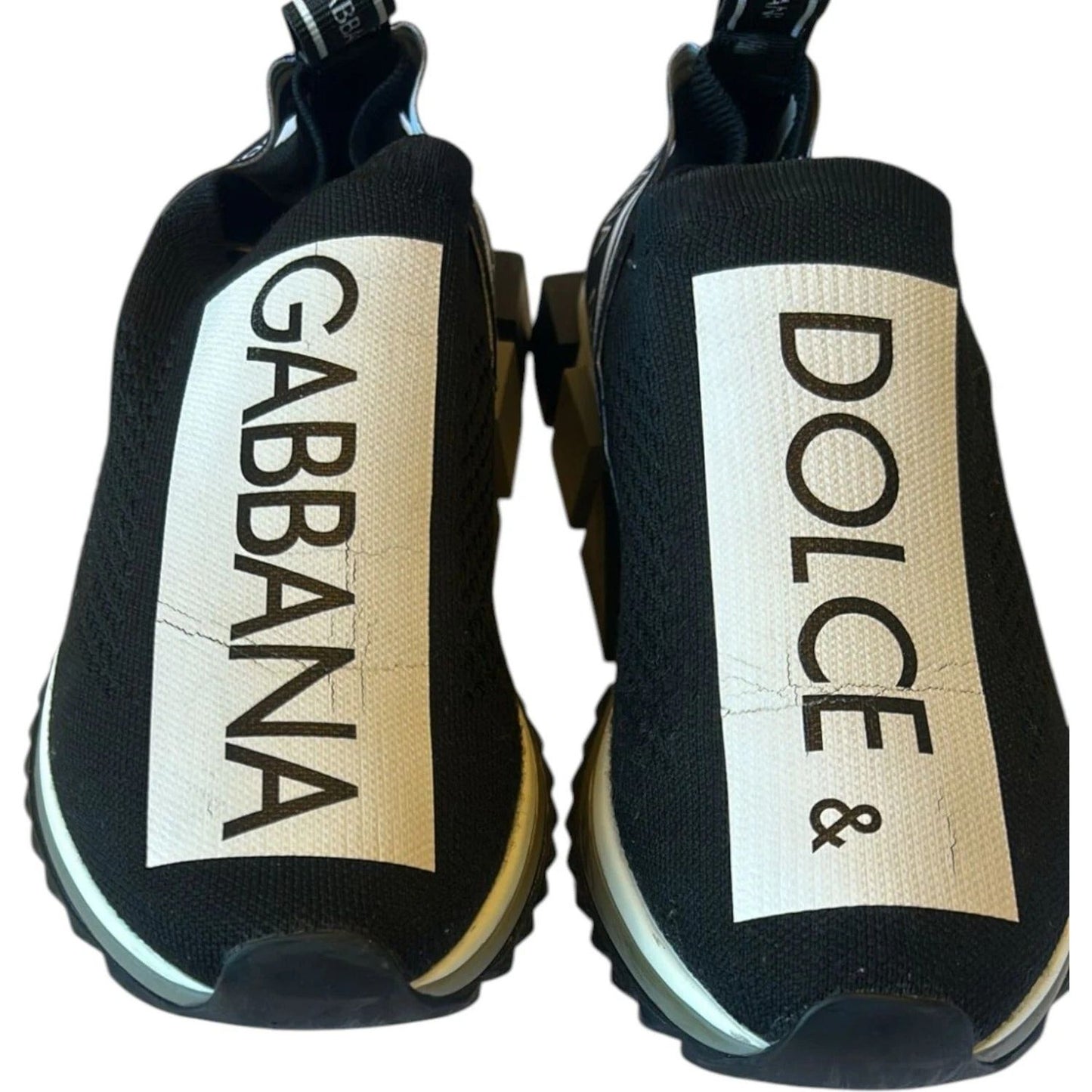 Dolce & Gabbana Black White Slip On Sorrento Sneakers Shoes MV6861#2-38.5