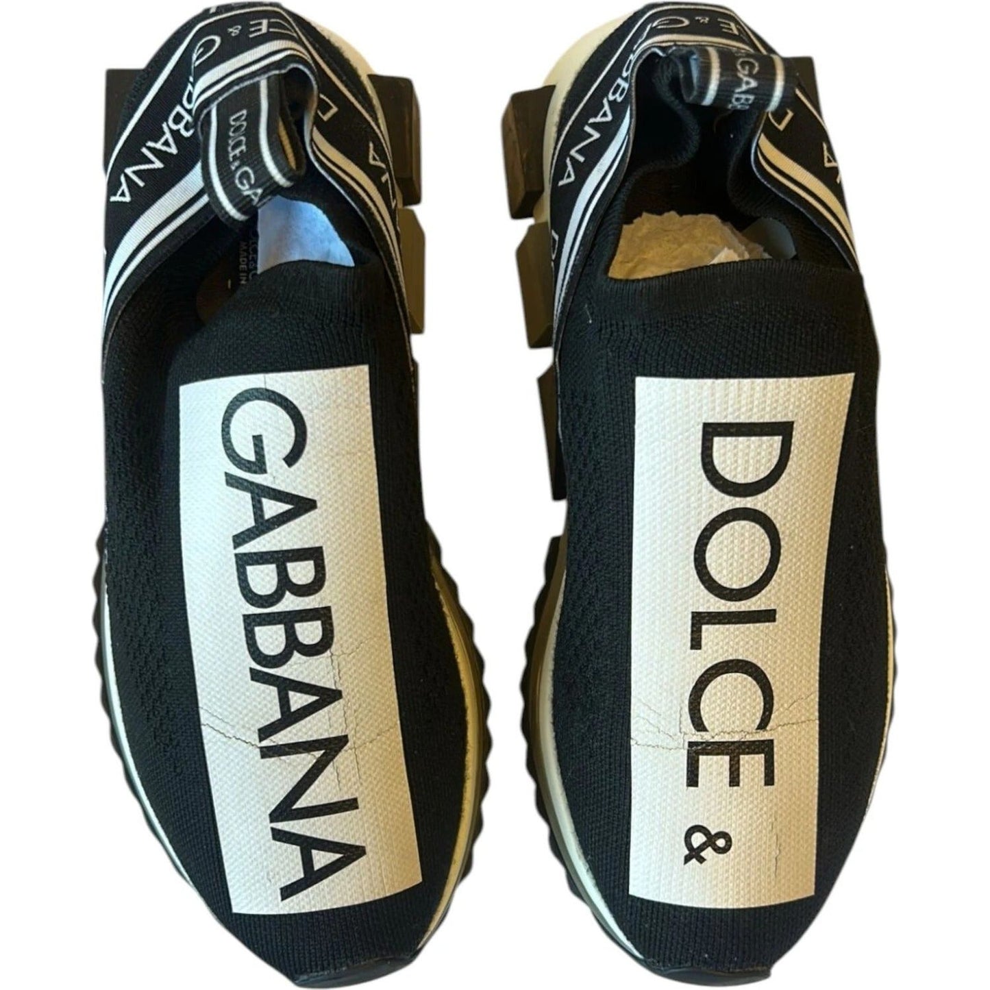 Dolce & Gabbana Black White Slip On Sorrento Sneakers Shoes MV6861#2-38.5