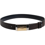 Dolce & Gabbana Black Blue Leather Gold Buckle Reversible Belt BEL9253-90