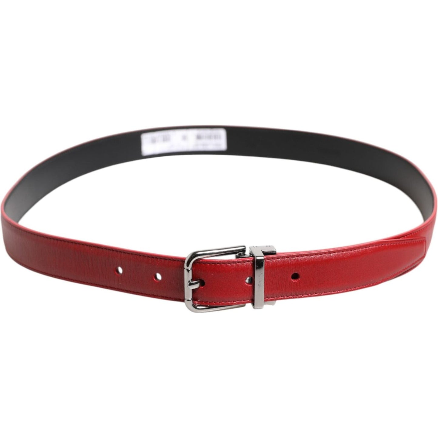 Dolce & Gabbana Red Leather Silver Tone Metal Buckle Belt BEL9404-95