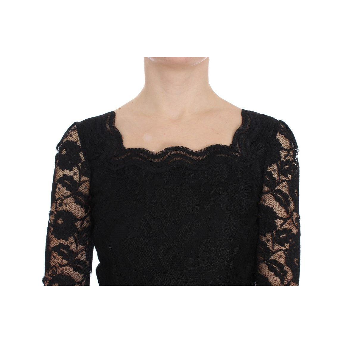 Dolce & Gabbana Black Floral Lace Long Ball Maxi Dress NOC10096-1
