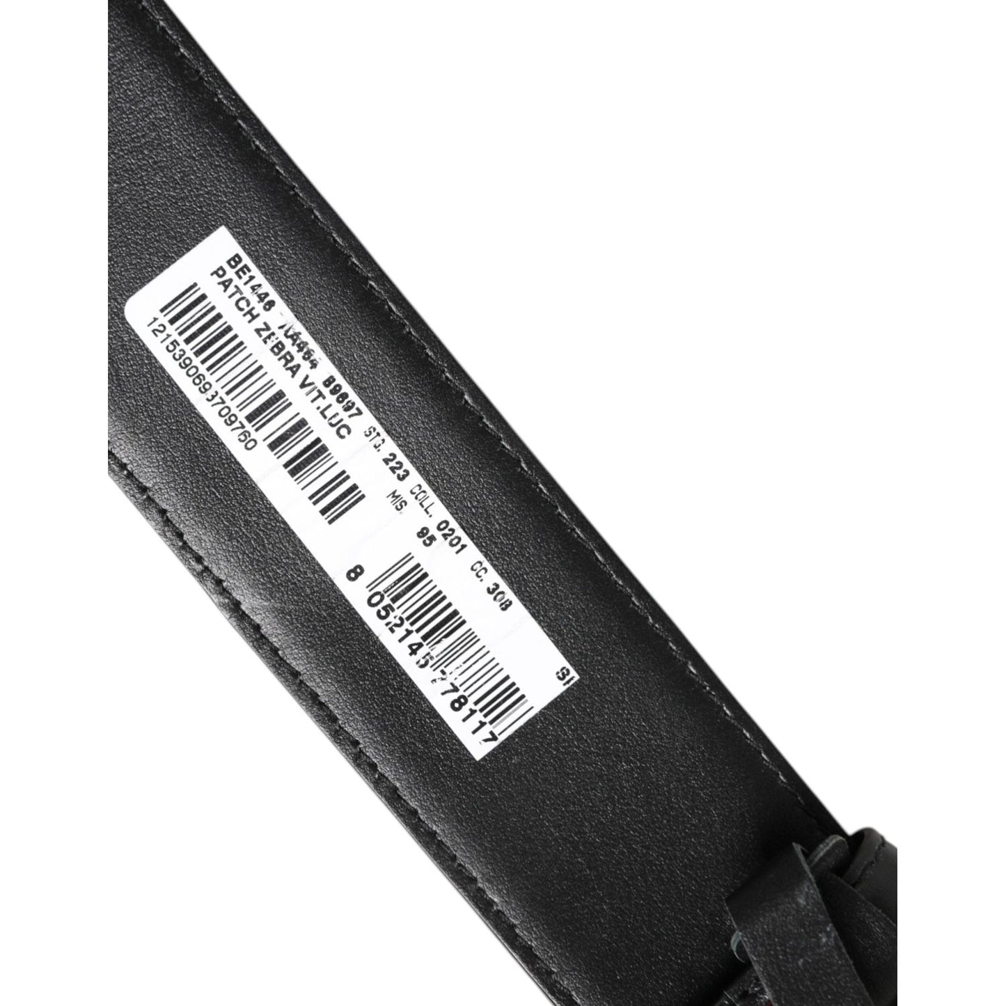 Dolce & Gabbana Black White Leather DG Metal Buckle Belt BEL9411-75