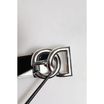 Dolce & Gabbana Black White Leather DG Metal Buckle Belt BEL9411-75
