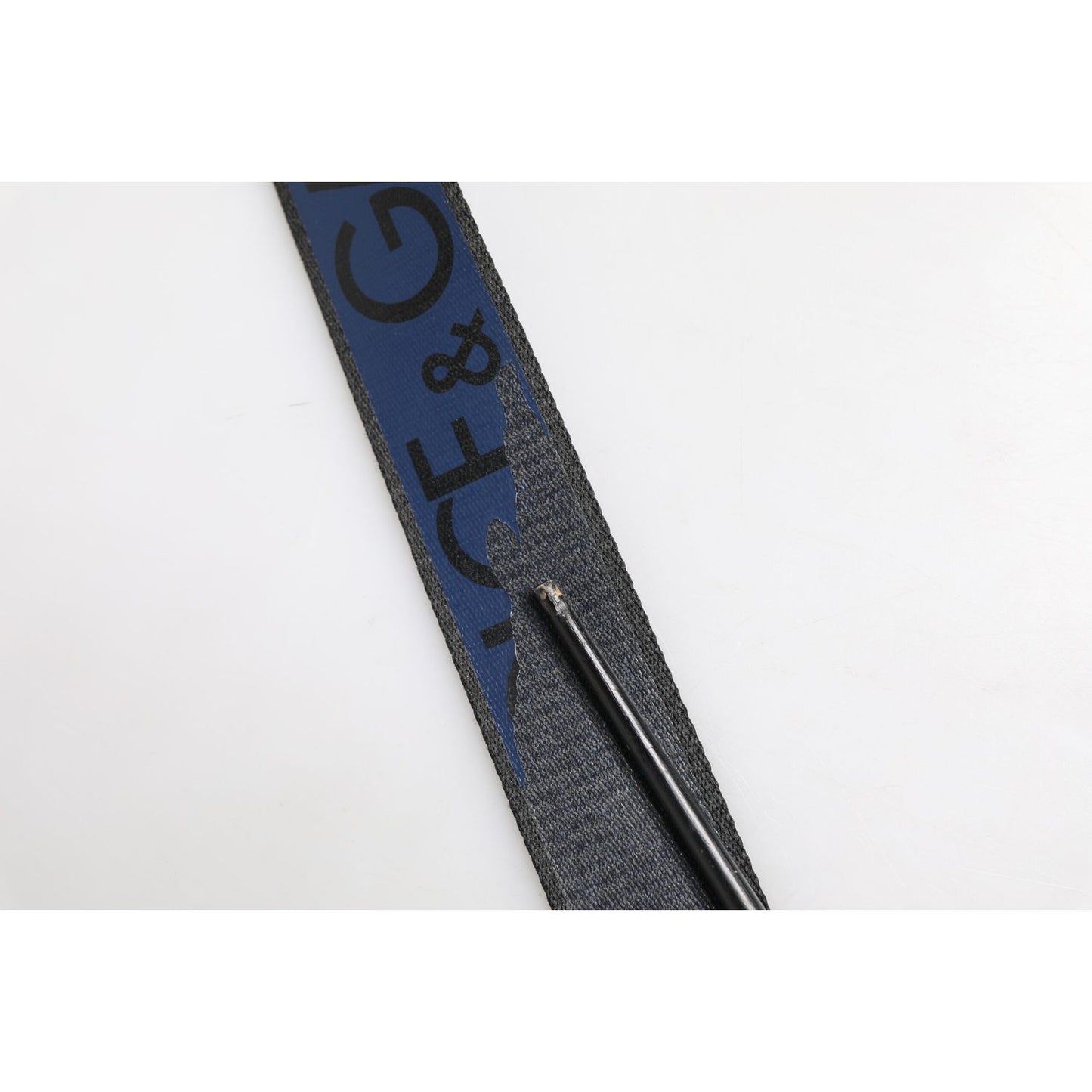 Dolce & Gabbana Black Blue DG Logo Silver Metal Buckle Belt BEL9434-95