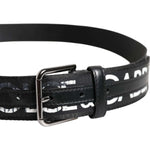 Dolce & Gabbana Black White DG Logo Brass Metal Buckle Belt BEL9440-100
