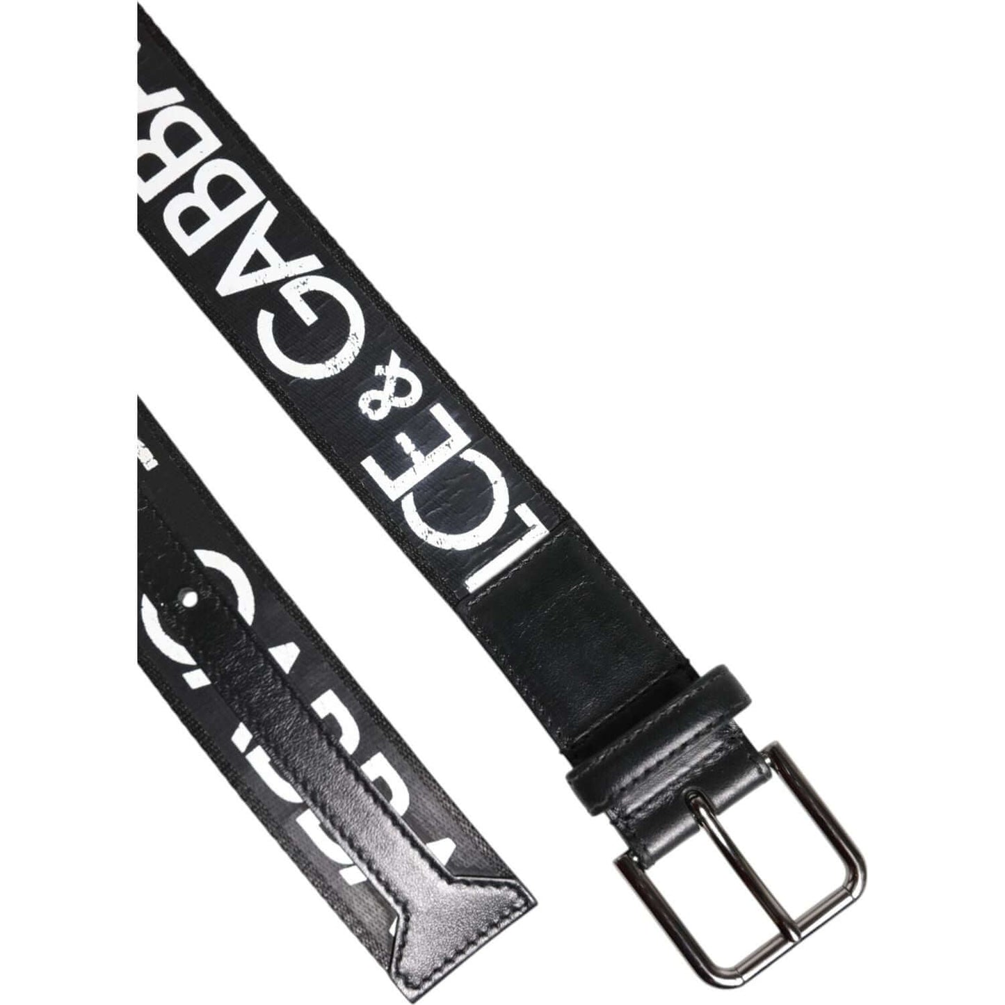 Dolce & Gabbana Black White DG Logo Brass Metal Buckle Belt BEL9440-100