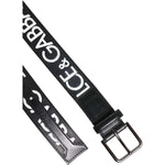 Dolce & Gabbana Black White DG Logo Brass Metal Buckle Belt BEL9440-100