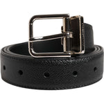 Dolce & Gabbana Black Calf Leather Silver Metal Buckle Belt 1728,67345645728,90 cm / 36 Inches,Accessories,Belts - Men - Accessories,Black,Dolce & Gabbana,Material: 100% Calf Leather,Men,Men - Accessories,New with tags BEL9448-90
