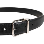 Dolce & Gabbana Black Calf Leather Silver Metal Buckle Belt 1728,67345645728,90 cm / 36 Inches,Accessories,Belts - Men - Accessories,Black,Dolce & Gabbana,Material: 100% Calf Leather,Men,Men - Accessories,New with tags BEL9448-90