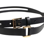 Dolce & Gabbana Black Double Strap Leather Gold Buckle Belt 100 cm / 40 Inches,1728,67345645728,80 cm / 32 Inches,85 cm / 34 Inches,90 cm / 36 Inches,95 cm / 38 Inches,Accessories,Belts - Men - Accessories,Black,Dolce & Gabbana,Material: 100% Calf Leather