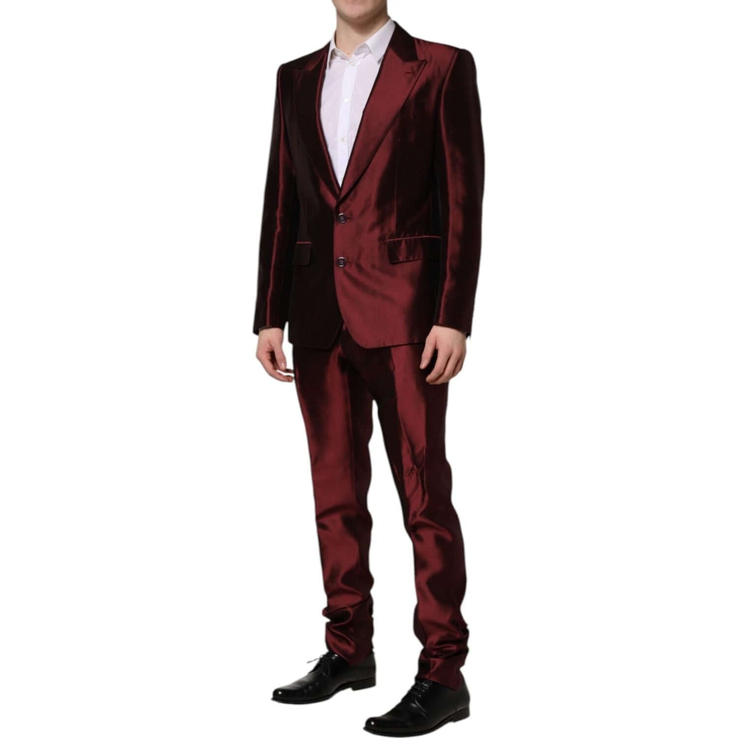 Dolce & Gabbana Bordeaux Silk 2 Piece Single Breasted Suit KOS2325-50