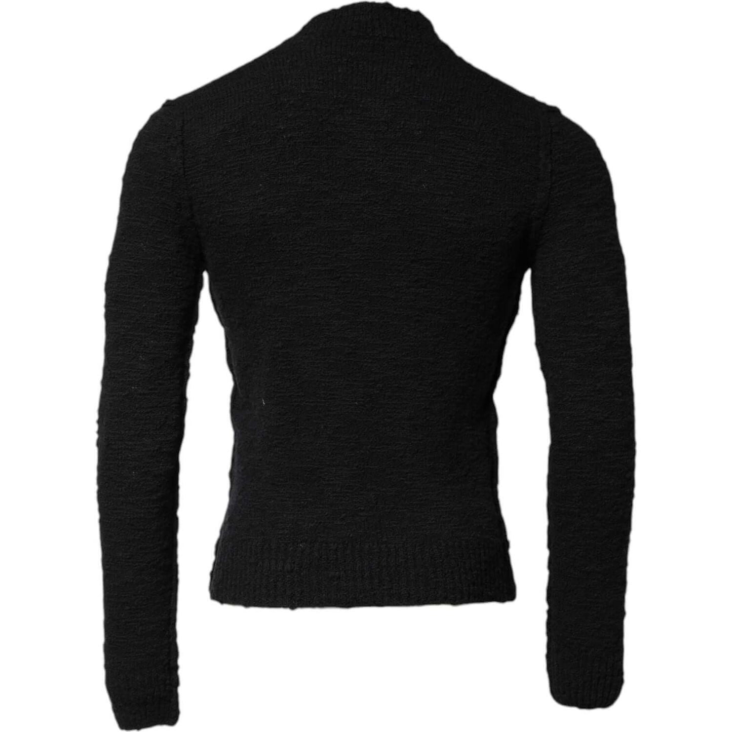 Dolce & Gabbana Black Wool Knit Crew Neck Pullover Sweater TSH90524-44