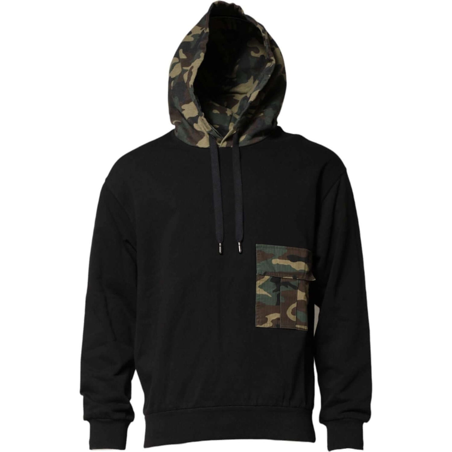Dolce & Gabbana Black Camouflage Hooded Sweatshirt Sweater TSH90585-46