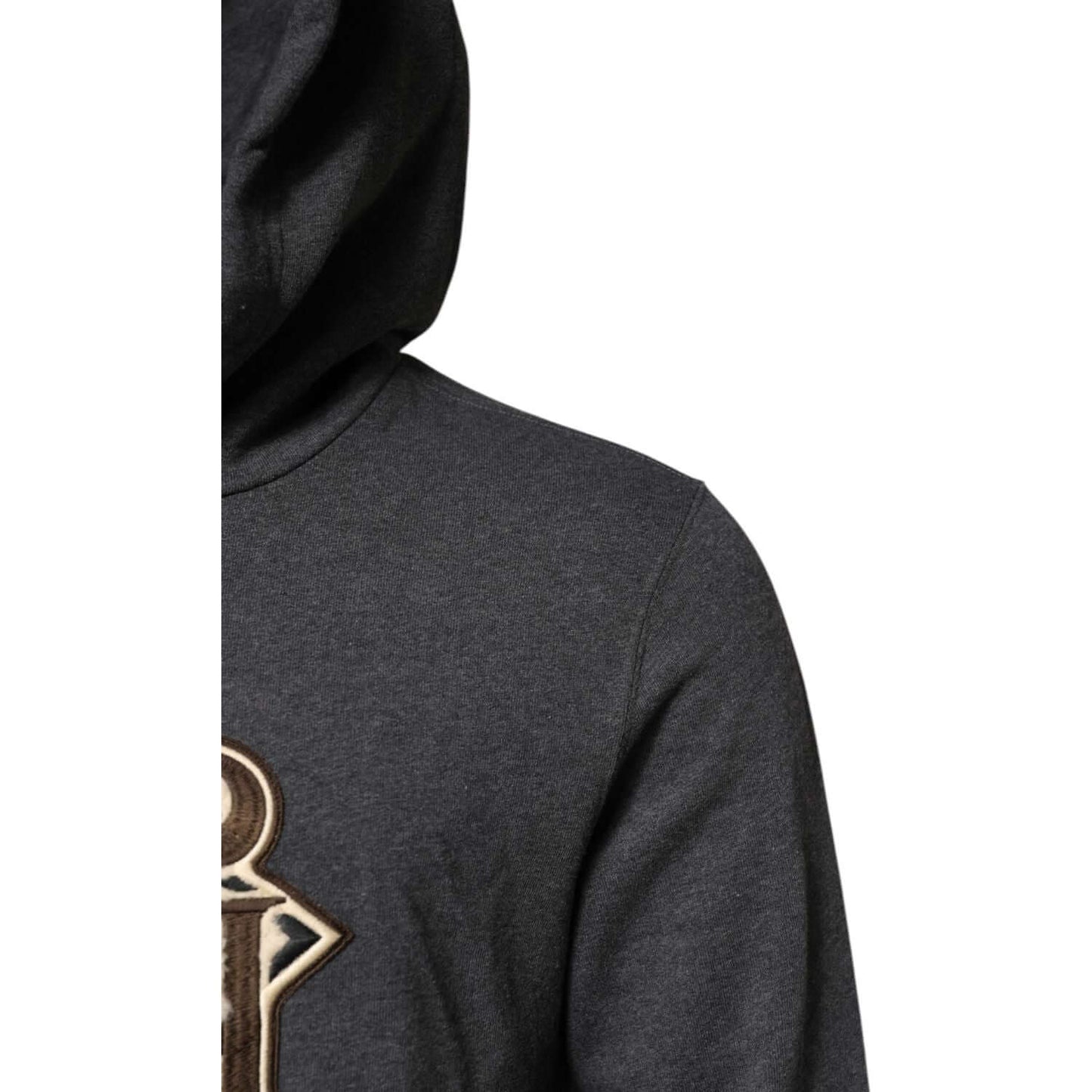 Dolce & Gabbana Gray Logo Patch Hooded Sweatshirt Sweater TSH90593-46