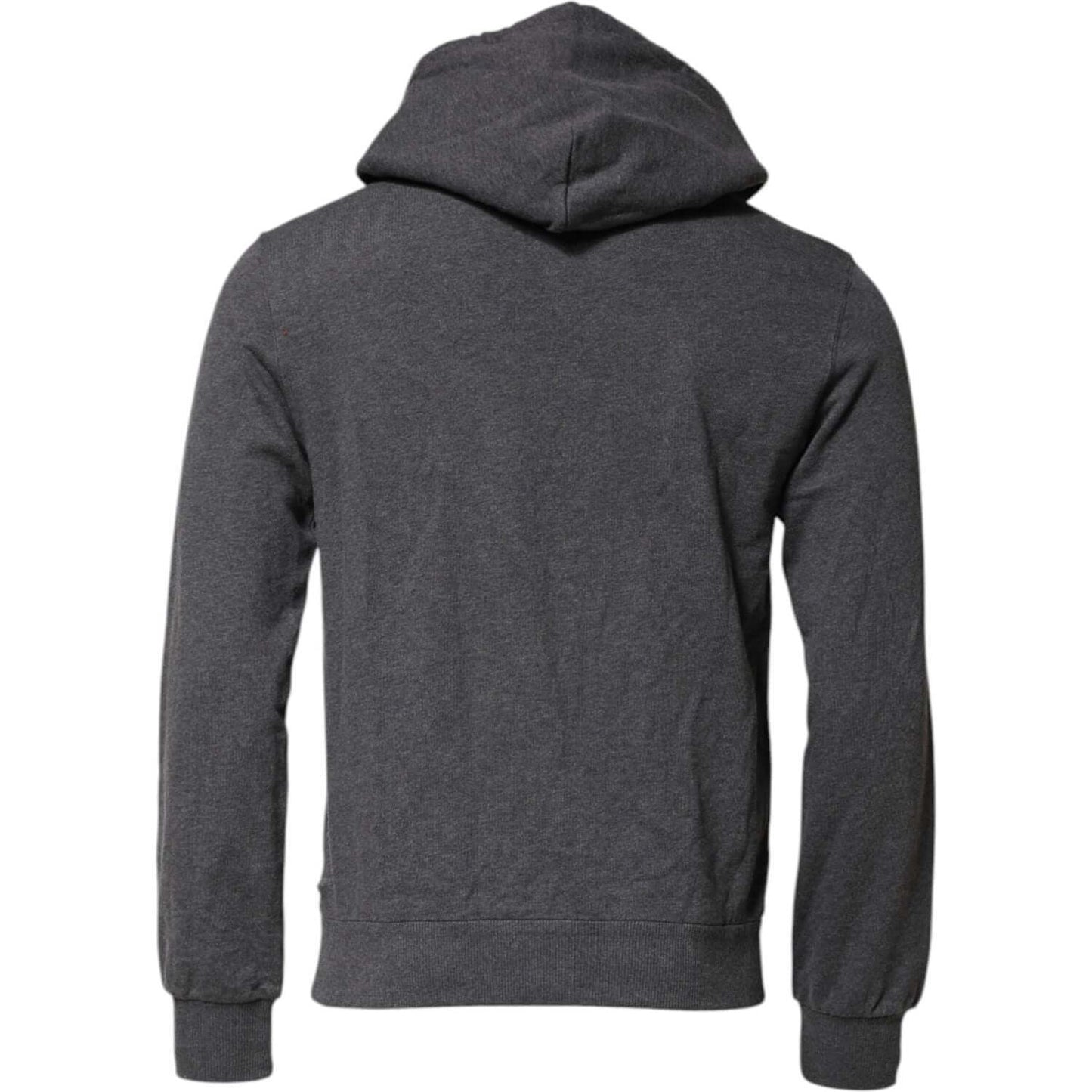 Dolce & Gabbana Gray Logo Patch Hooded Sweatshirt Sweater TSH90593-46