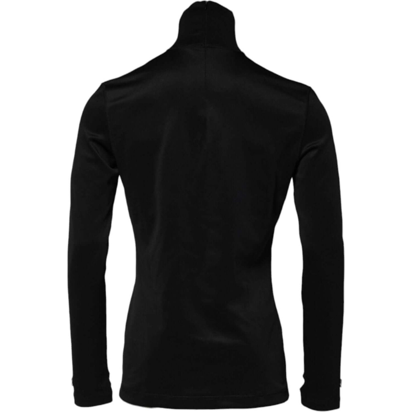 Dolce & Gabbana Black Polyester Turtleneck Pullover Sweater TSH90601-48