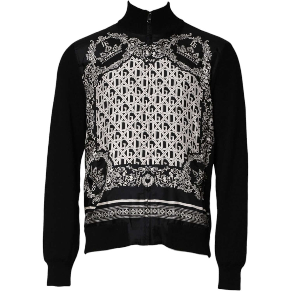 Dolce & Gabbana Black White Bandana Print Full Zip Sweater TSH90603-54