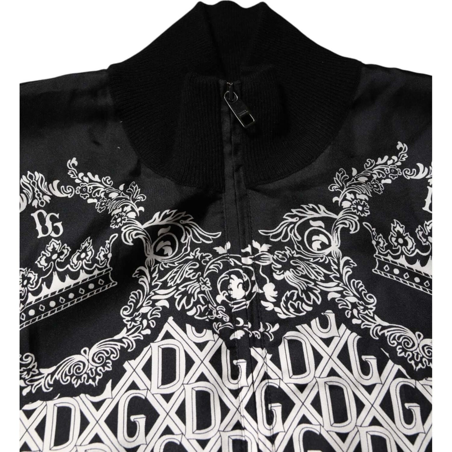 Dolce & Gabbana Black White Bandana Print Full Zip Sweater TSH90603-54