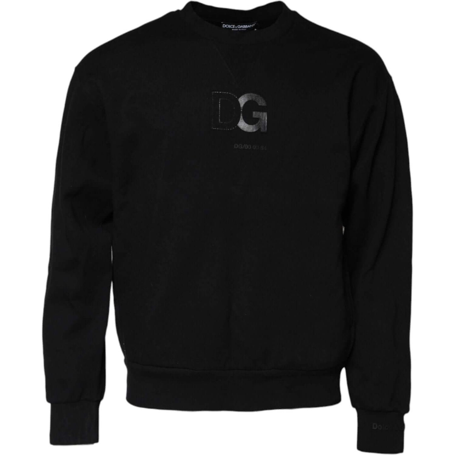 Dolce & Gabbana Black Embossed Logo Cotton Crew Neck Sweater TSH90646-48