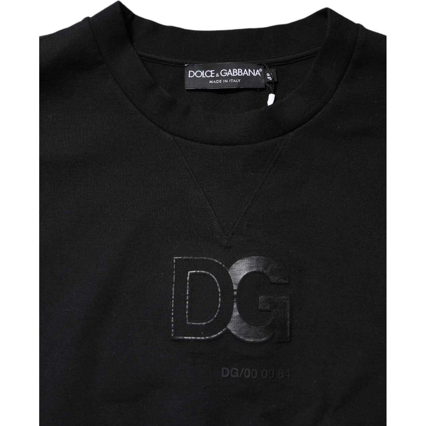 Dolce & Gabbana Black Embossed Logo Cotton Crew Neck Sweater TSH90646-48