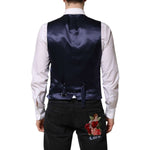 Dolce & Gabbana Dark Blue Logo Wool Formal Men Waistcoat Vest TSH90460-48
