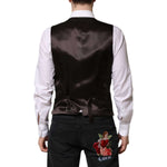 Dolce & Gabbana Black Stripes Wool Formal Men Waistcoat Vest TSH90461-48