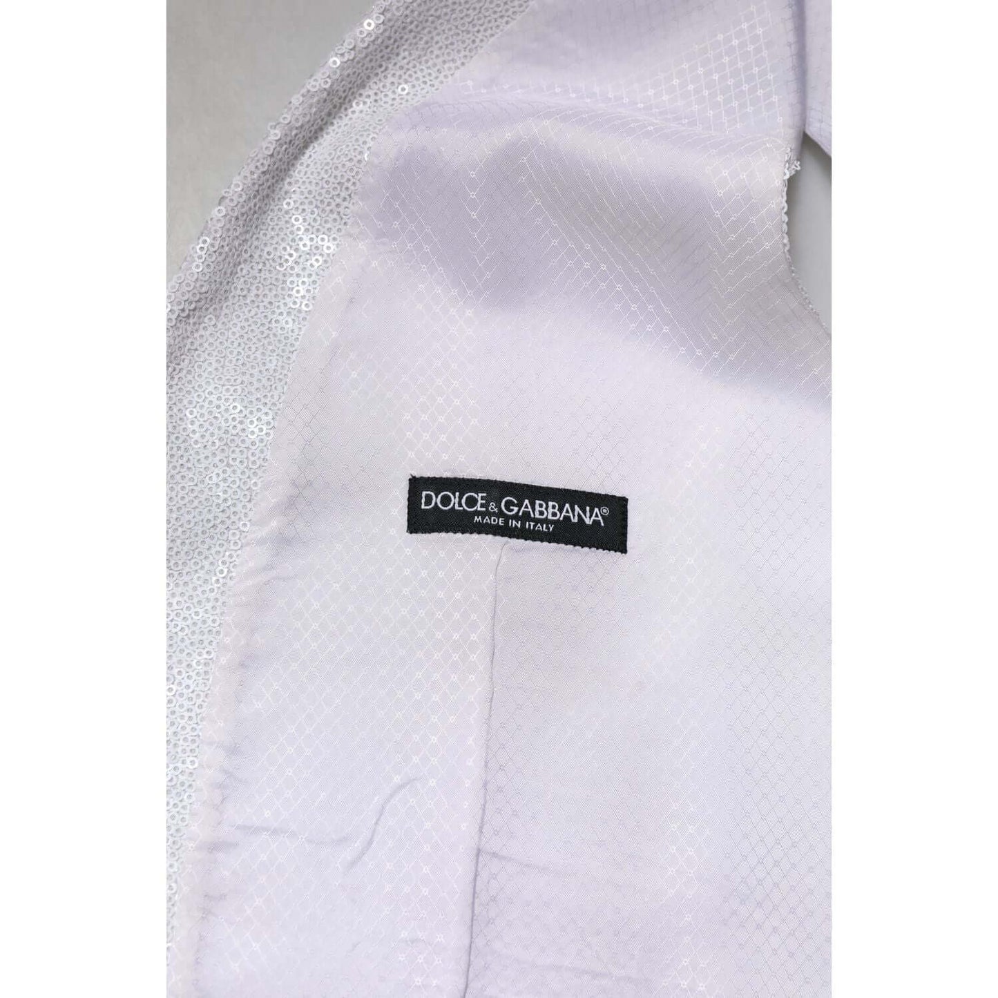 Dolce & Gabbana White Sequined Dress Formal Waistcoat Vest TSH90462-48