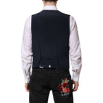Dolce & Gabbana Blue Stripes Wool Formal Men Waistcoat Vest TSH90464-52