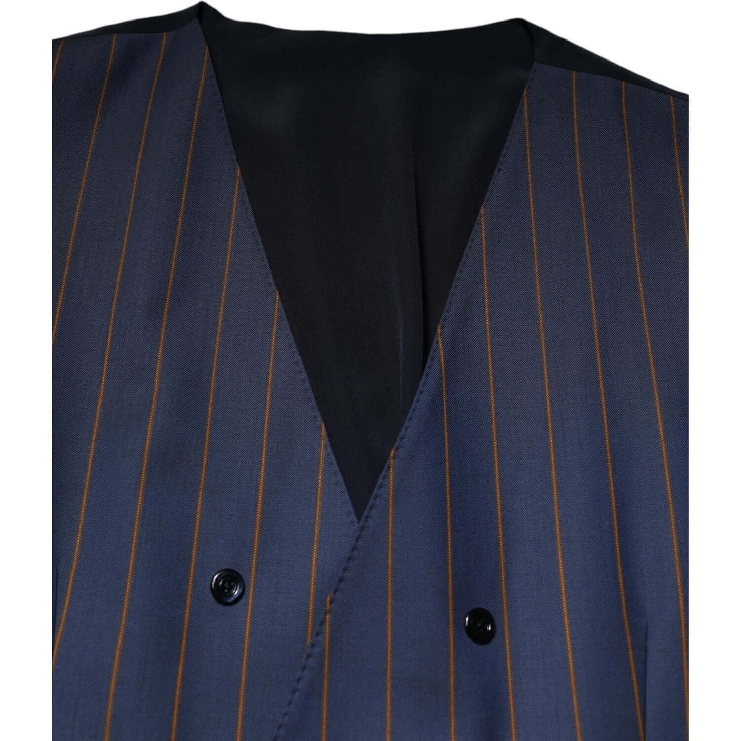 Dolce & Gabbana Blue Stripes Wool Formal Men Waistcoat Vest TSH90464-52