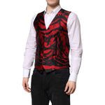 Dolce & Gabbana Red Black Stripe Dress Formal Waistcoat Vest TSH90472-48