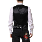 Dolce & Gabbana Red Black Stripe Dress Formal Waistcoat Vest TSH90472-48