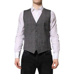 Dolce & Gabbana Gray Plaid Wool Formal Dress Waistcoat Vest TSH90474-44