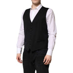 Dolce & Gabbana Black Wool Dress Formal Men Waistcoat Vest TSH90475-48