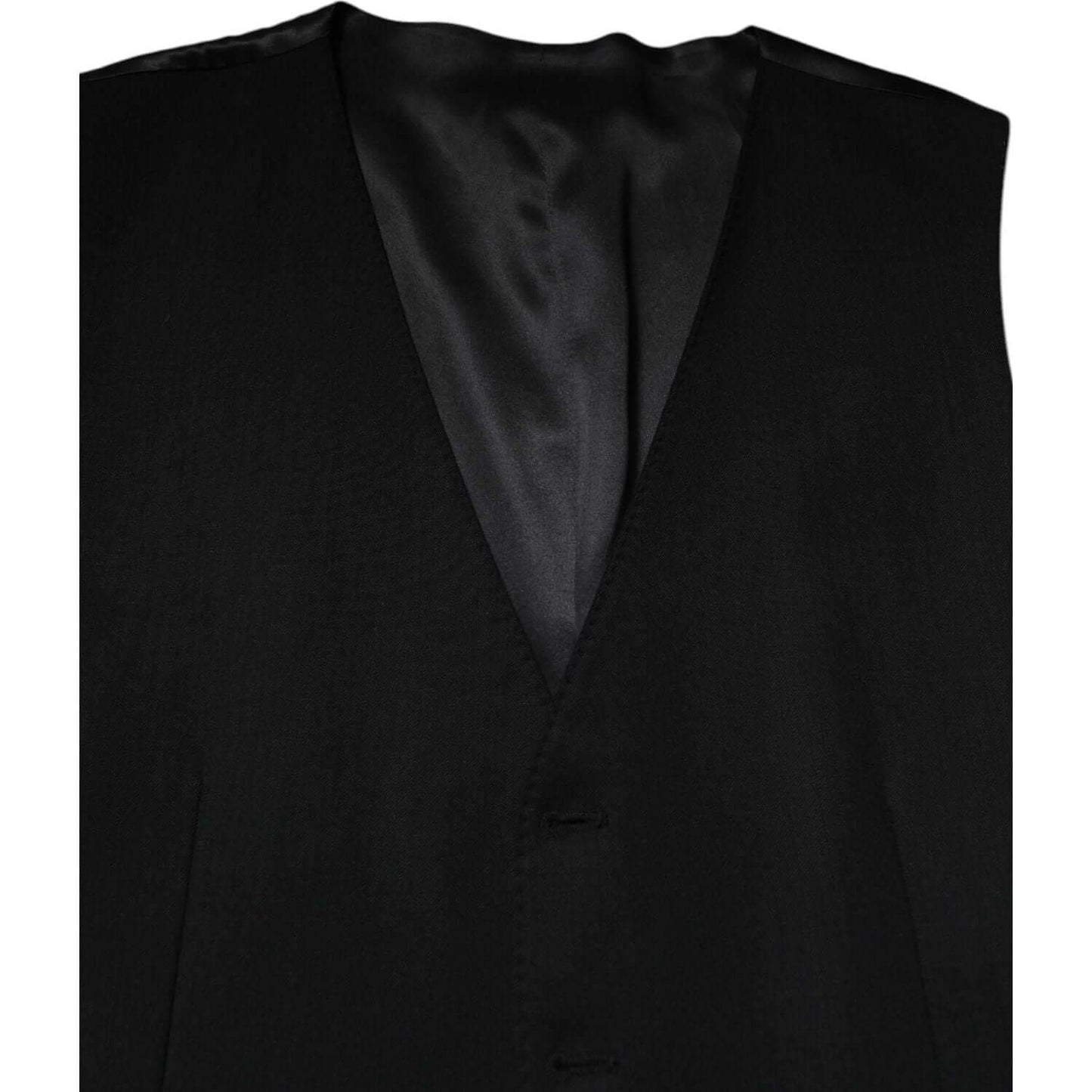 Dolce & Gabbana Black Wool Dress Formal Men Waistcoat Vest TSH90475-48