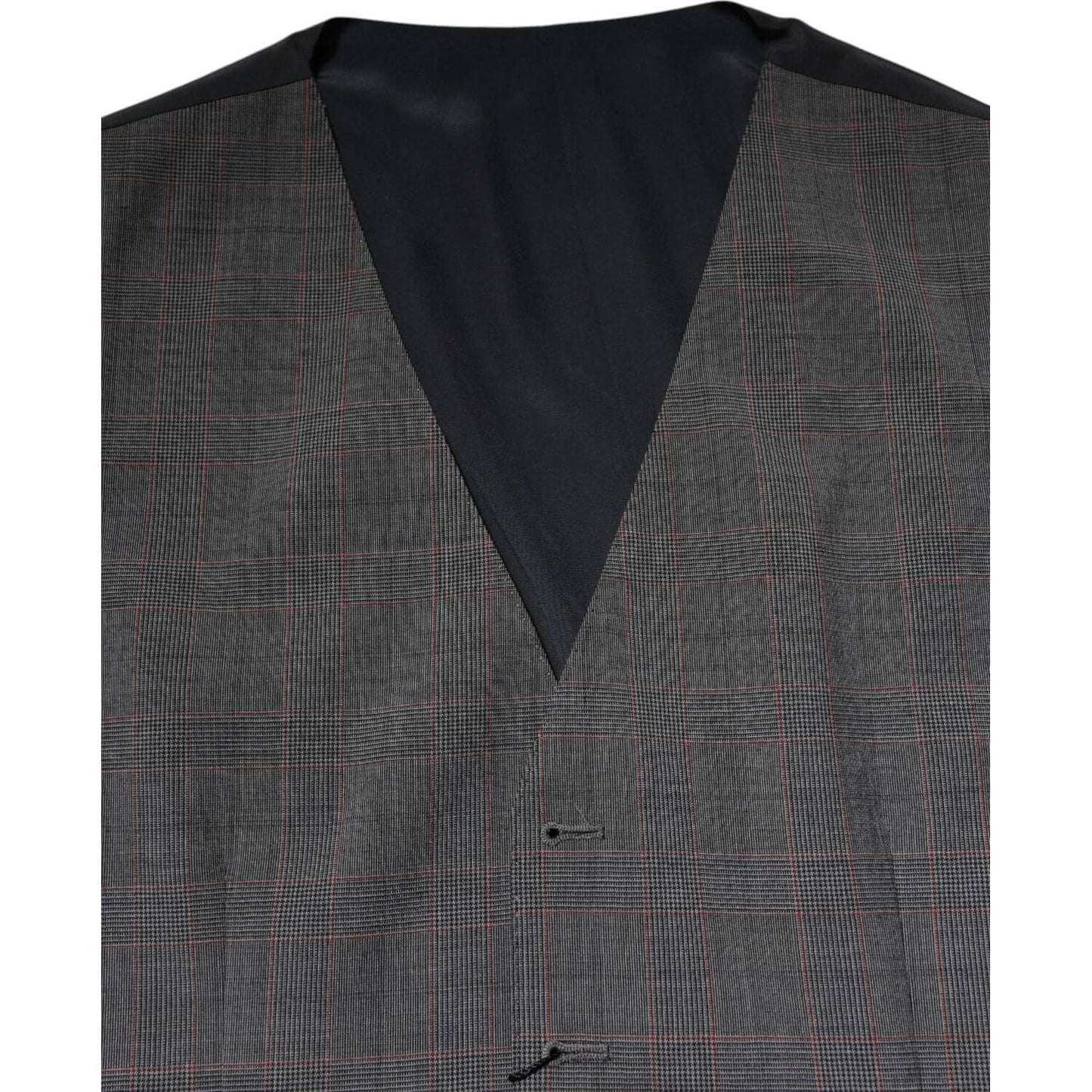 Dolce & Gabbana Gray Plaid Wool Formal Dress Waistcoat Vest TSH90474-44
