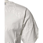 Dolce & Gabbana White Cotton Logo Embossed Crew Neck T-shirt TSH90503-44