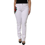 Dolce & Gabbana White Floral Sequined GIRLY Denim Jeans PAN76309-36