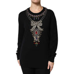 Dolce & Gabbana Black Cashmere Crystal Embellished Sweater TSH90484-36