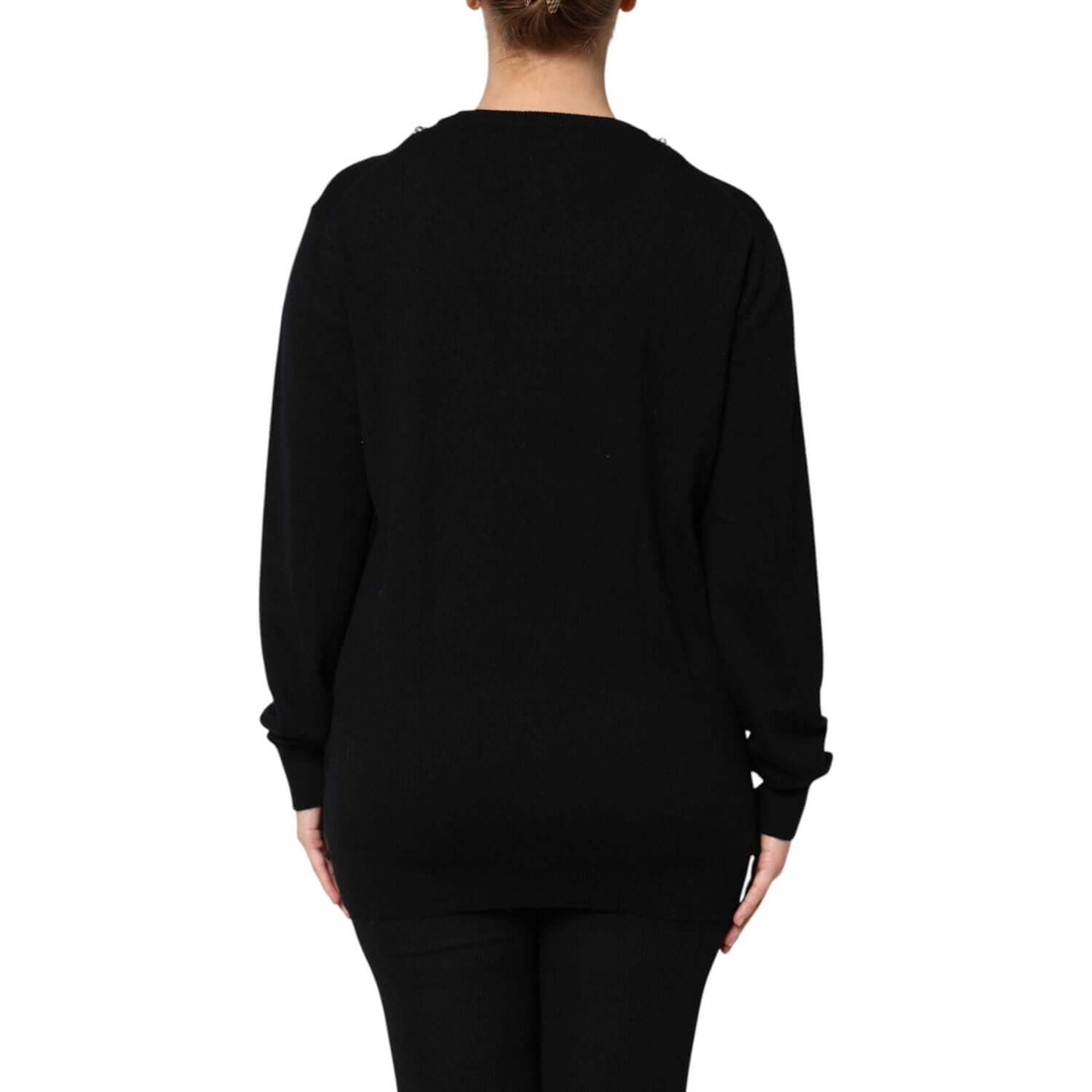 Dolce & Gabbana Black Cashmere Crystal Embellished Sweater TSH90484-36