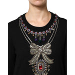 Dolce & Gabbana Black Cashmere Crystal Embellished Sweater TSH90484-36
