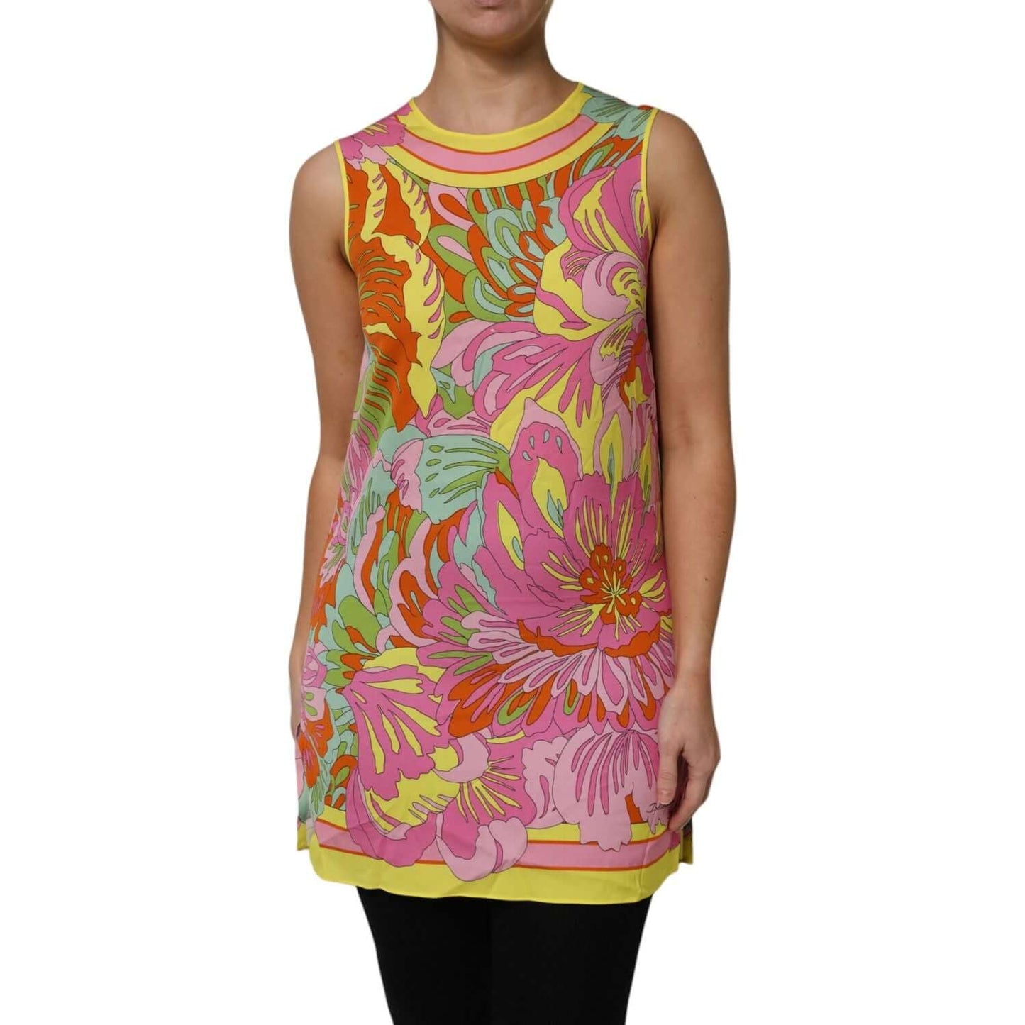 Dolce & Gabbana Multicolor Floral Round Neck Sleeveless Top TSH87593-40