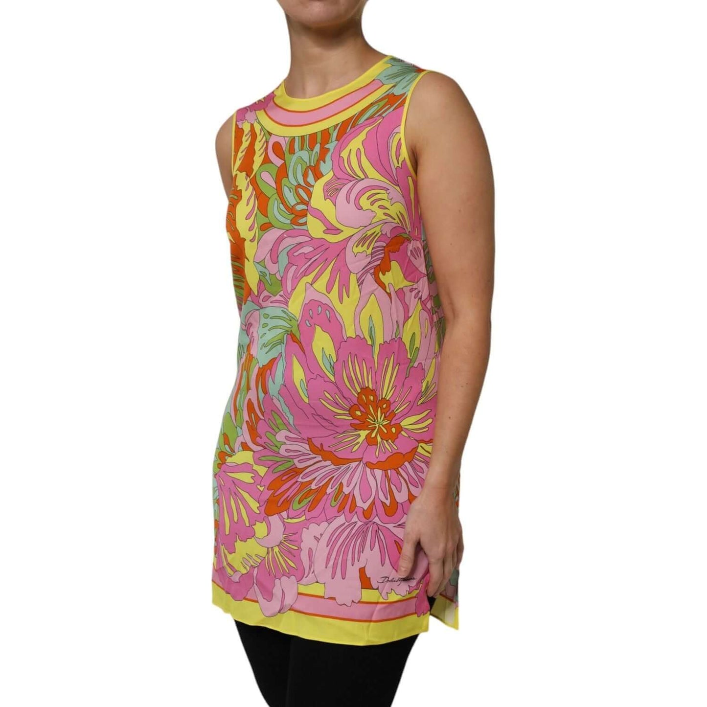 Dolce & Gabbana Multicolor Floral Round Neck Sleeveless Top TSH87593-40
